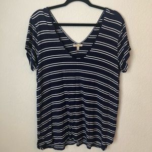 ANTHRO Navy and White Striped Top